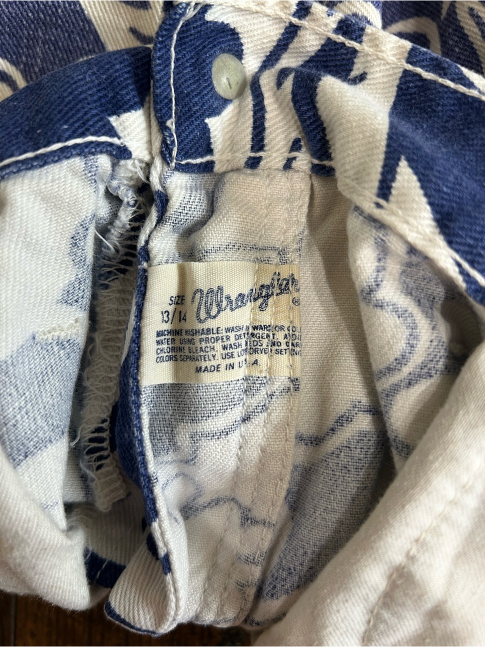 Vintage wrangler girls Abstract, floral, blue and white flared bottoms - Picture 4 of 6
